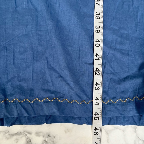 Gudrun Sjõdén 100% Cotton Green Blue Kaftan-Style ¾-Sleeve Maxi Crinkle Dress XL - Picture 8 of 12